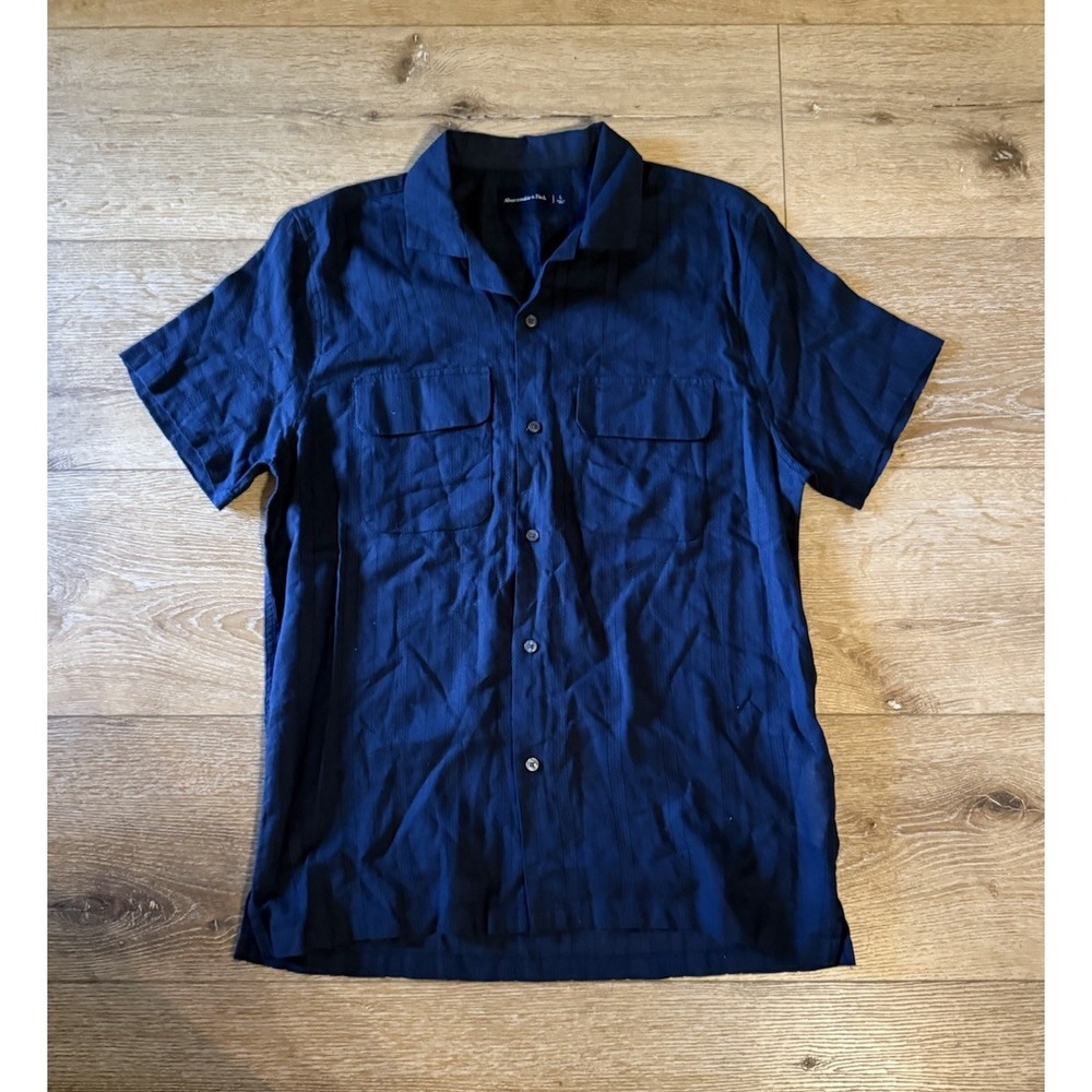 Abercrombie & Fitch Mens Blue Short Sleeve Button Up Shirt Size Large
